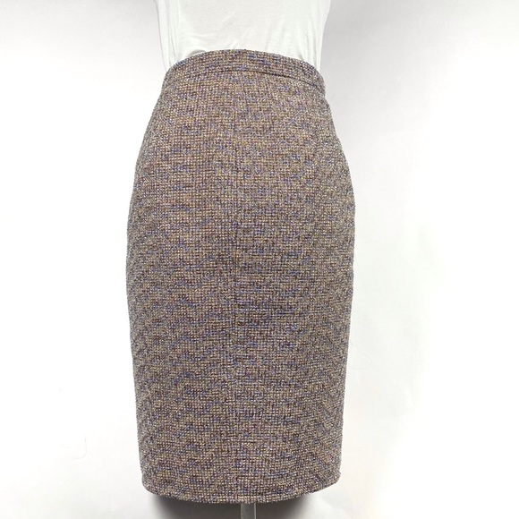 J. Crew Front Zip Pencil Skirt Sparkly Purple Gold Metallic Tweed Skirt Size 0 - Picture 8 of 17